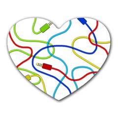 Colorful Audio Cables Heart Mousepads by Valentinaart