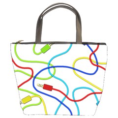 Colorful Audio Cables Bucket Bags by Valentinaart