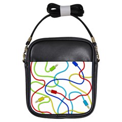 Colorful Audio Cables Girls Sling Bags by Valentinaart