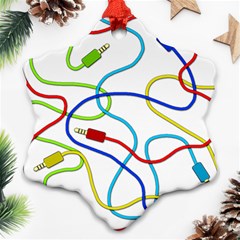 Colorful Audio Cables Snowflake Ornament (two Sides) by Valentinaart