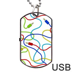 Colorful Audio Cables Dog Tag Usb Flash (one Side) by Valentinaart