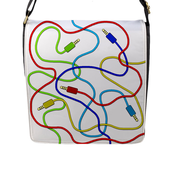 Colorful audio cables Flap Messenger Bag (L) 