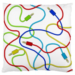 Colorful Audio Cables Large Flano Cushion Case (one Side) by Valentinaart