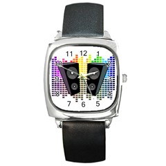 Loudspeakers - Transparent Square Metal Watch by Valentinaart