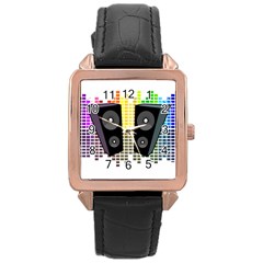 Loudspeakers - Transparent Rose Gold Leather Watch  by Valentinaart