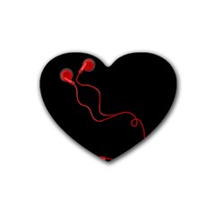 Earphones  Rubber Coaster (heart)  by Valentinaart