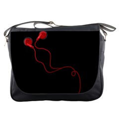 Earphones  Messenger Bags by Valentinaart