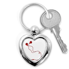 Earphones  Key Chains (heart)  by Valentinaart