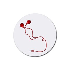 Earphones  Rubber Coaster (round)  by Valentinaart