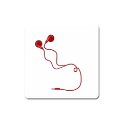 Earphones  Square Magnet by Valentinaart