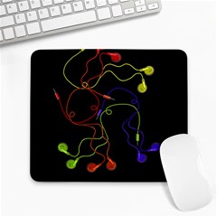 Colorful Earphones Large Mousepads by Valentinaart