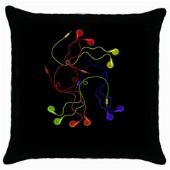 Colorful Earphones Throw Pillow Case (black) by Valentinaart