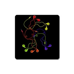 Colorful Earphones Square Magnet by Valentinaart