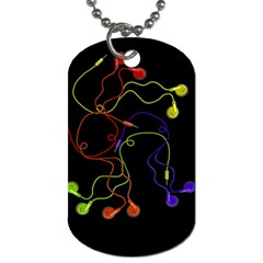 Colorful Earphones Dog Tag (two Sides) by Valentinaart