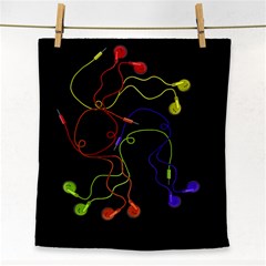 Colorful Earphones Face Towel by Valentinaart