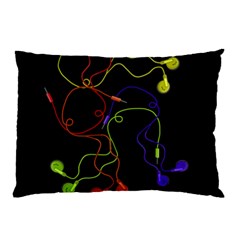 Colorful Earphones Pillow Case by Valentinaart