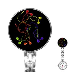 Colorful Earphones Stainless Steel Nurses Watch by Valentinaart