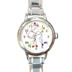 Colorful Earphones  Round Italian Charm Watch by Valentinaart