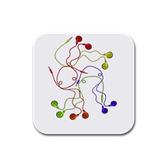 Colorful Earphones  Rubber Square Coaster (4 Pack)  by Valentinaart