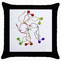 Colorful Earphones  Throw Pillow Case (black) by Valentinaart