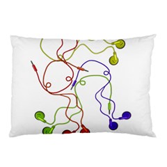 Colorful Earphones  Pillow Case by Valentinaart