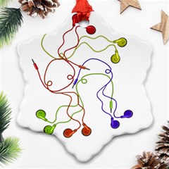 Colorful Earphones  Ornament (snowflake) by Valentinaart