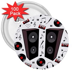 Loud Music 3  Buttons (100 Pack)  by Valentinaart