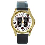 Loud music Round Gold Metal Watch Front