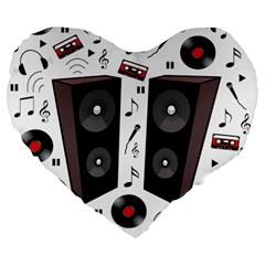 Loud Music Large 19  Premium Flano Heart Shape Cushions by Valentinaart