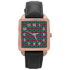 Geometric Patterns Rose Gold Leather Watch 