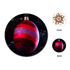 Glass Ball Decorated Beautiful Red Playing Cards (round)  by Nexatart