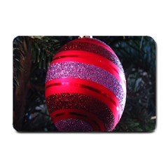 Glass Ball Decorated Beautiful Red Small Doormat  by Nexatart