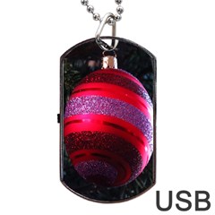 Glass Ball Decorated Beautiful Red Dog Tag Usb Flash (one Side) by Nexatart