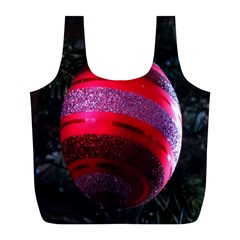 Glass Ball Decorated Beautiful Red Full Print Recycle Bags (l)  by Nexatart