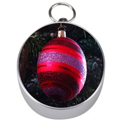 Glass Ball Decorated Beautiful Red Silver Compasses by Nexatart