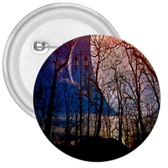 Full Moon Forest Night Darkness 3  Buttons by Nexatart