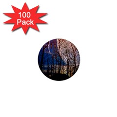 Full Moon Forest Night Darkness 1  Mini Buttons (100 Pack)  by Nexatart