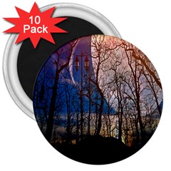 Full Moon Forest Night Darkness 3  Magnets (10 Pack)  by Nexatart