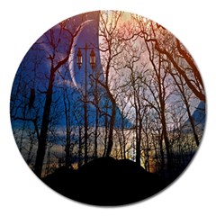 Full Moon Forest Night Darkness Magnet 5  (round) by Nexatart