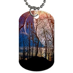 Full Moon Forest Night Darkness Dog Tag (one Side) by Nexatart