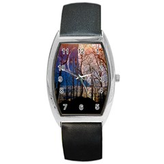 Full Moon Forest Night Darkness Barrel Style Metal Watch by Nexatart