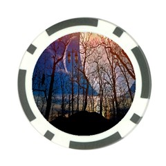 Full Moon Forest Night Darkness Poker Chip Card Guard by Nexatart