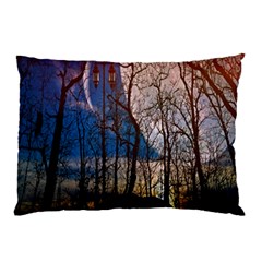 Full Moon Forest Night Darkness Pillow Case by Nexatart