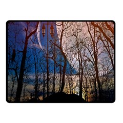 Full Moon Forest Night Darkness Fleece Blanket (small)