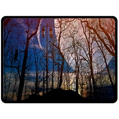 Full Moon Forest Night Darkness Double Sided Fleece Blanket (large)  by Nexatart