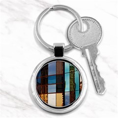 Glass Facade Colorful Architecture Key Chains (round)  by Nexatart