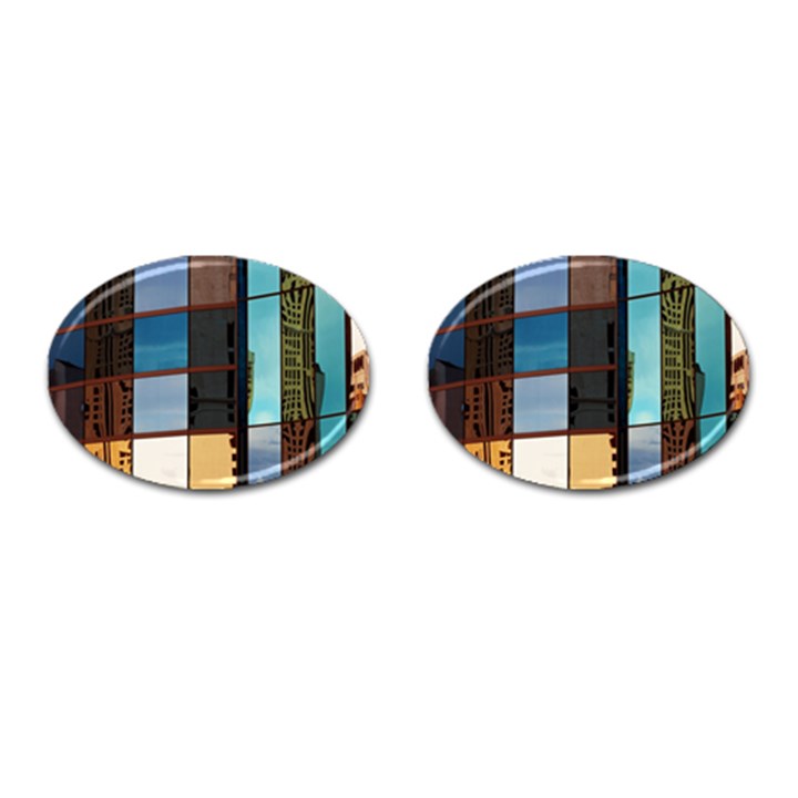 Glass Facade Colorful Architecture Cufflinks (Oval)