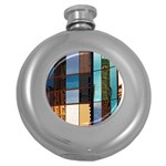 Glass Facade Colorful Architecture Round Hip Flask (5 oz) Front