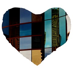 Glass Facade Colorful Architecture Large 19  Premium Heart Shape Cushions by Nexatart