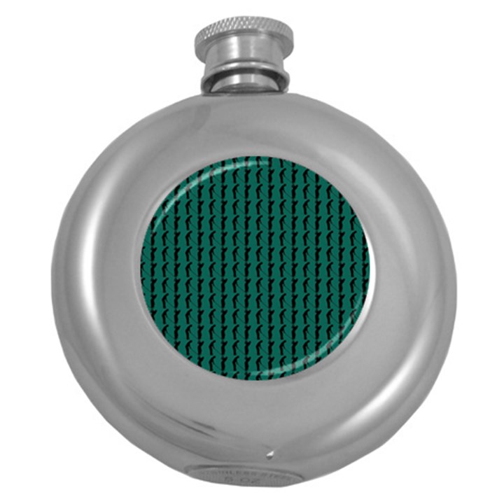 Golf Golfer Background Silhouette Round Hip Flask (5 oz)